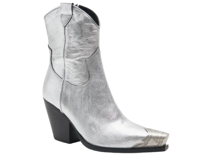 Boots with gentle sole cushioning -Free People: Brayden Western Boot in Pewter