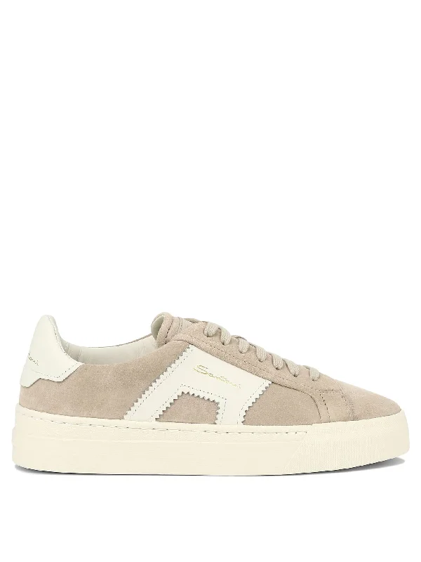 SANTONI Women's Double Buckle Suede Sneakers