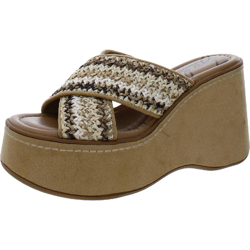 Sandals with grippy rubber soles -Zodiac Womens Nessa-Raffia Faux Suede Woven Platform Sandals