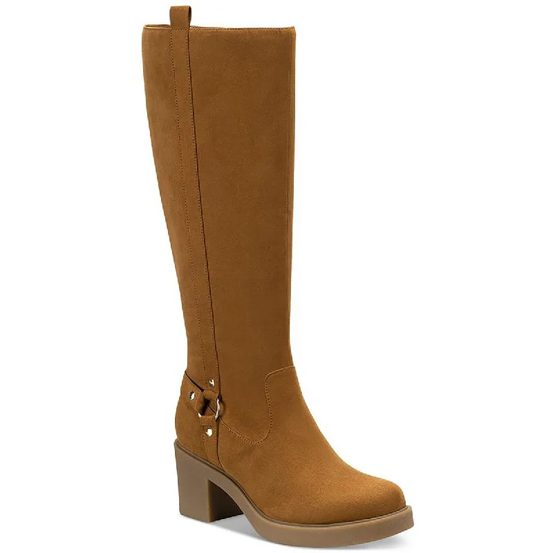 Boots for women with dry heels -Style & Co. Womens Brettaa Faux Suede Round Toe Knee-High Boots