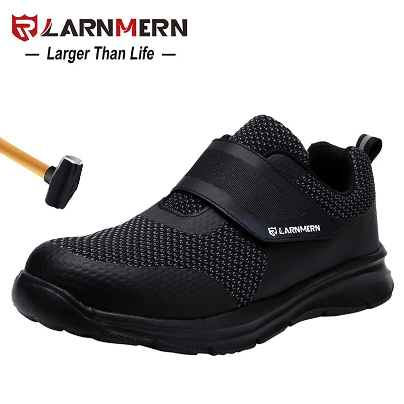 LARNMERN Men's Safety Shoes Steel Toe Construction Protective Footwear Lightweight 3D Shockproof Work Sneaker Shoes For Men