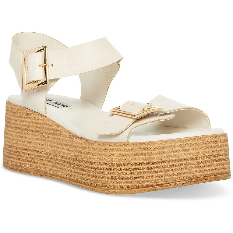 Sandals with plump heel pads -Steve Madden Womens Marka Buckle Ankle Strap Platform Sandals