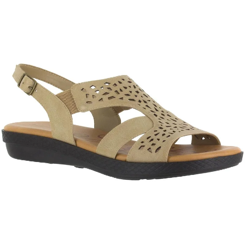 Slip-on sandals with fast shores -Easy Street Womens Bolt Faux Leather Perforated Sport Sandals