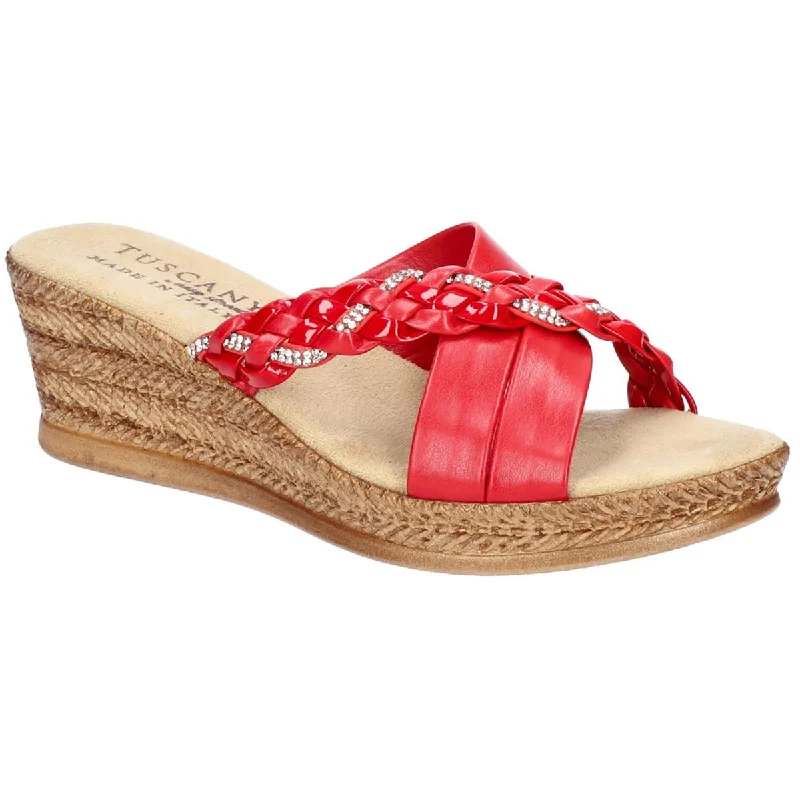 Slip-on sandals with fast shores -Tuscany By Easy Street Womens Gessica Leather Braided Wedge Sandals