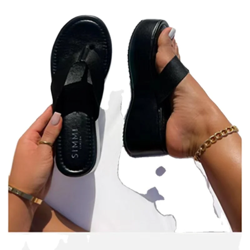 Slippers with rigid support -J&H 2023 new arrivals flip flops slippers chic platform wedges sandals for women and ladies big size summer shoes