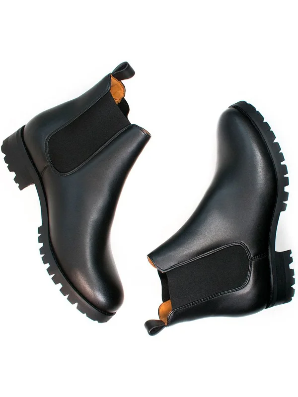 Boots with sturdy sole grips -Wide Fit Luxe Deep Tread Chelsea Boots