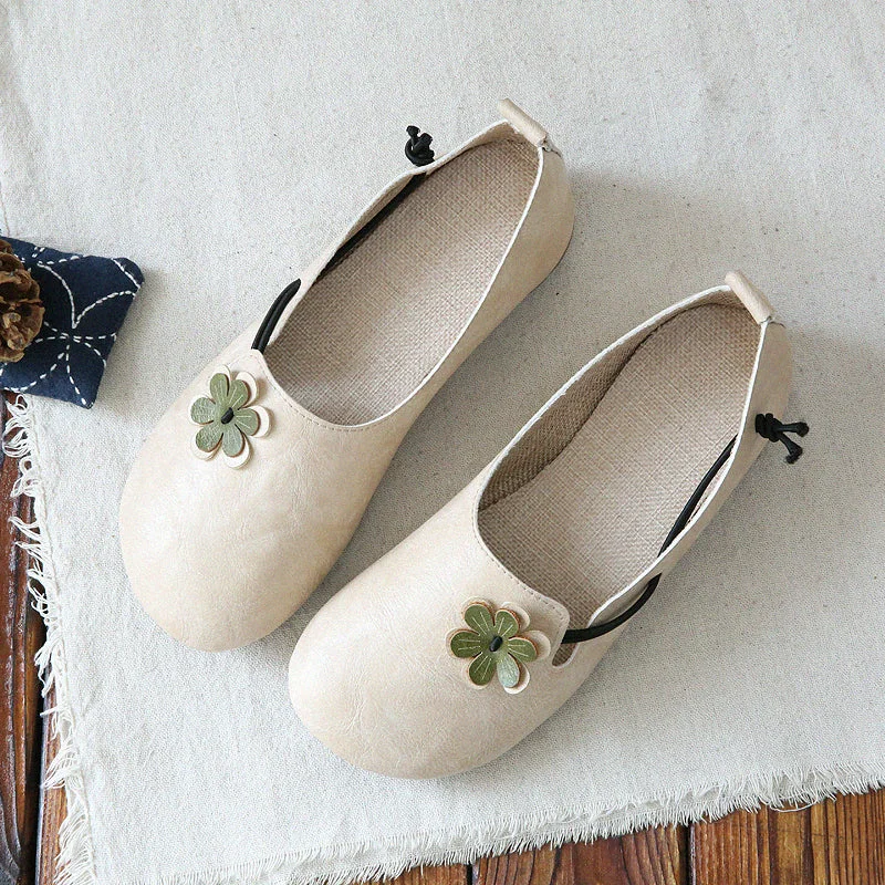 Bulk flats for cost savings -Women Retro Flowers Round Toe Comfort Flats