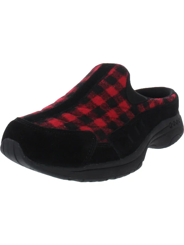 Slippers for quick relaxation -Traveltime 498 Womens Suede Plaid Mules