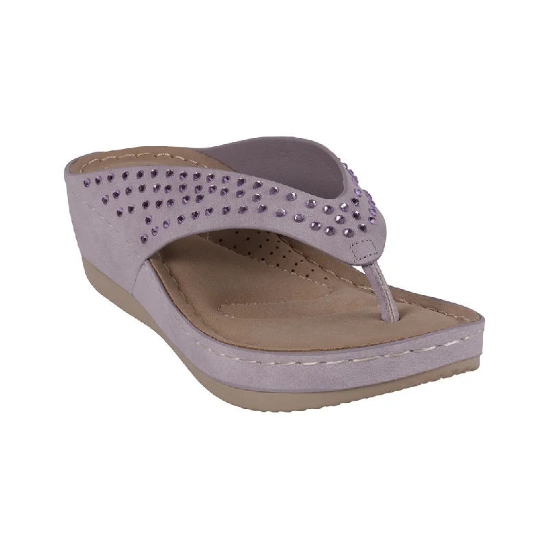 Posh sandals with shore repose -Tiana Purple Embellished Comfort Wedge Sandals