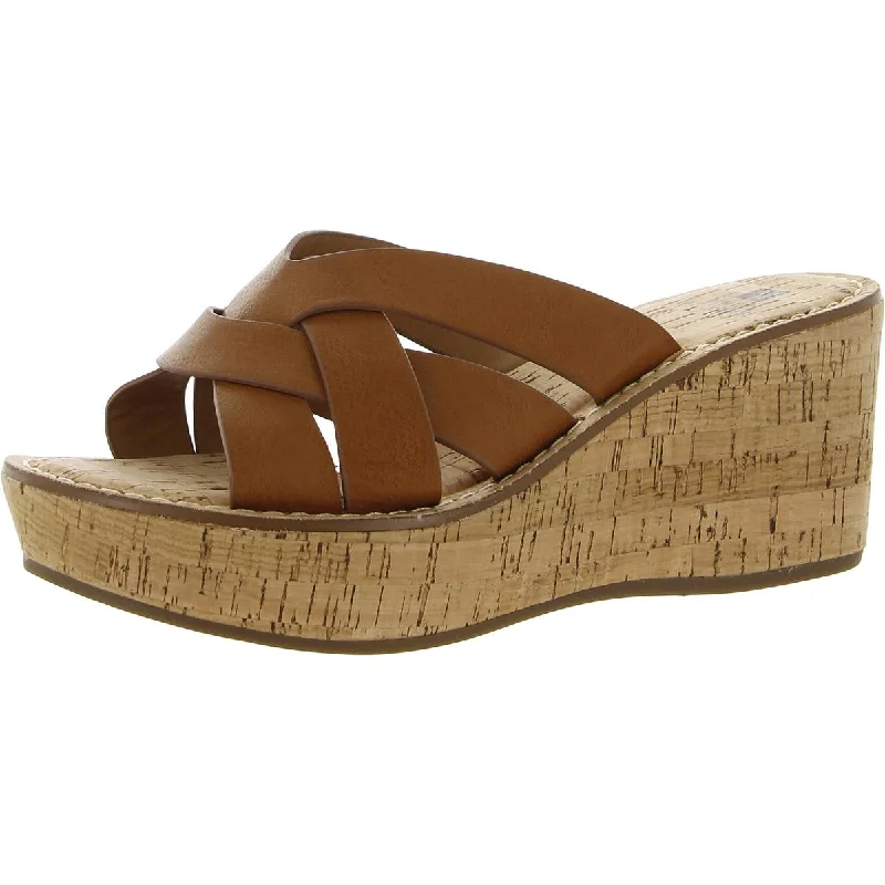 High heels for outdoor events -Samwell Womens Faux Leather Cork Wedge Heels