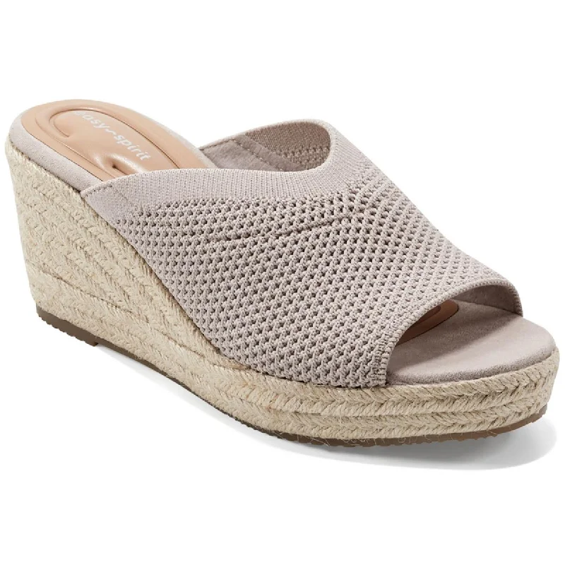 Sandals with thick sole beds -Easy Spirit Womens Jalen 2 Round Toe Slip On Wedge Sandals