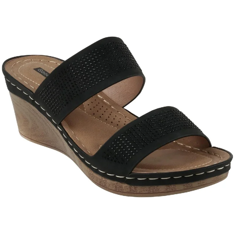 Sandals with tough strap soles -Good Choice Womens Faux Leather Mule Sandals