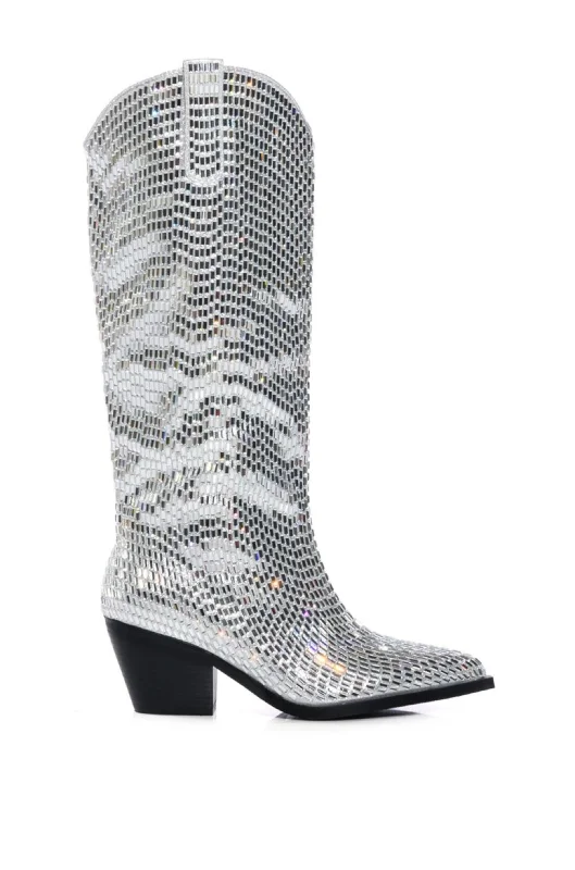 Boots for active wet days -DRIVEN-SILVER JEWELED WESTERN BOOT