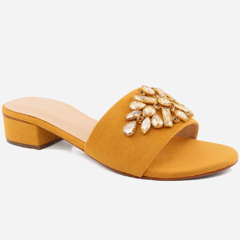 Slippers with rough weather -Women "GIA" Low Block Heel Slippers