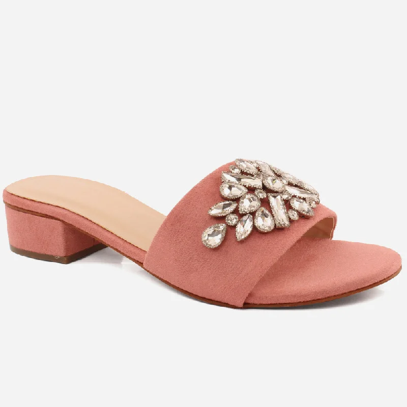 Slippers for lazy evenings -Women "GIA" Low Block Heel Slippers