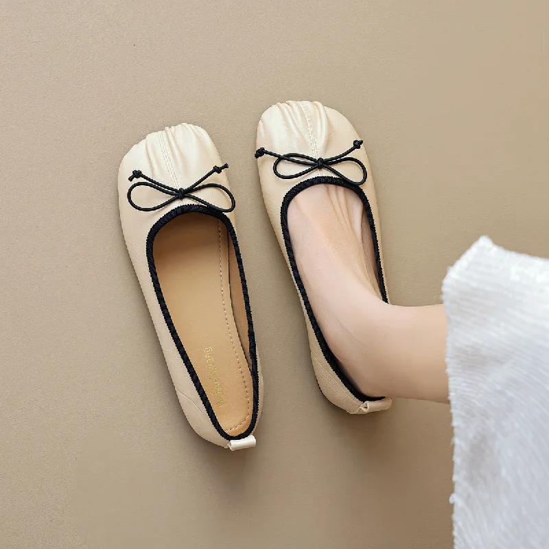 Flats with slim charm -Women Minimalism Style Soft Leather Flats