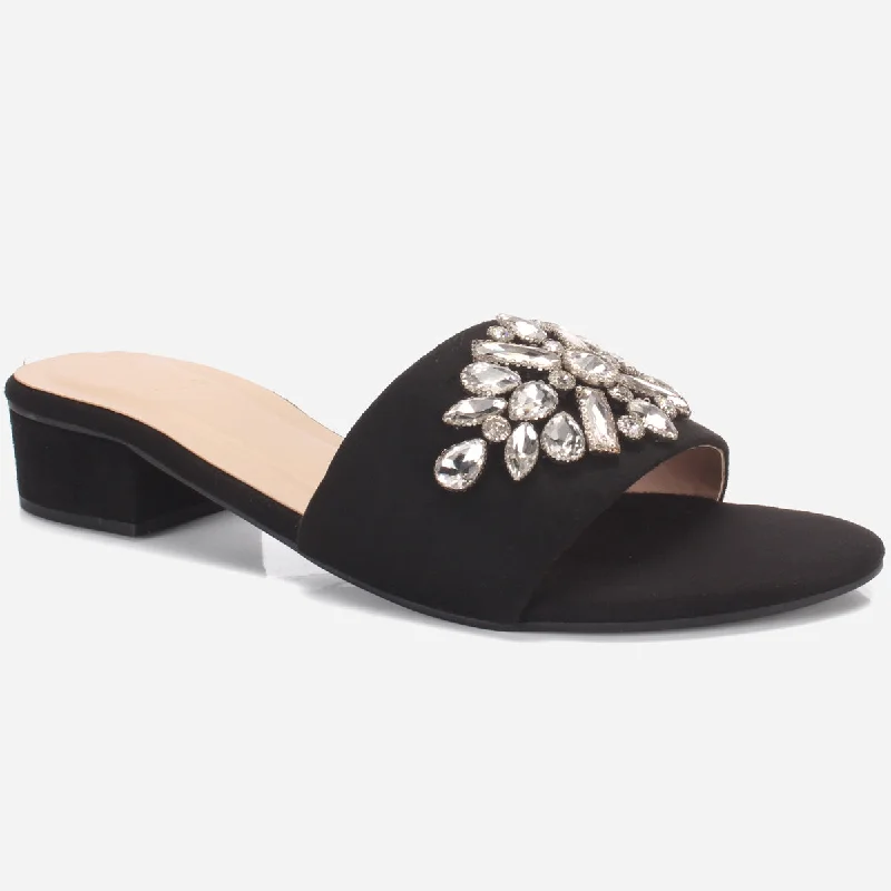 Slippers for home lounging -Women "GIA" Low Block Heel Slippers