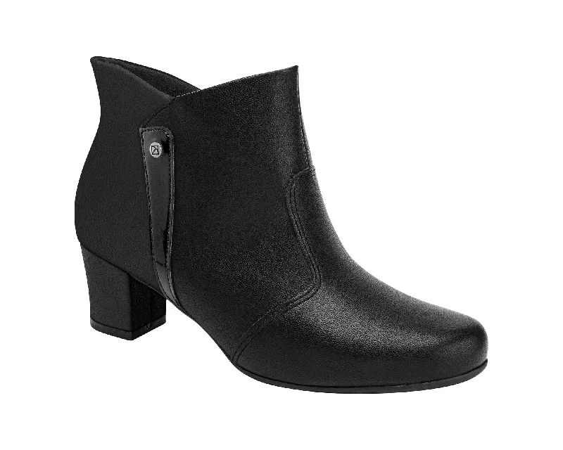 Boots with refined heel profiles -Ref: 110168-028 Piccadilly Ankle Boot - Black Mid-Heel Boots: Made in Brazil with Precision Fit and Blister-Free Design