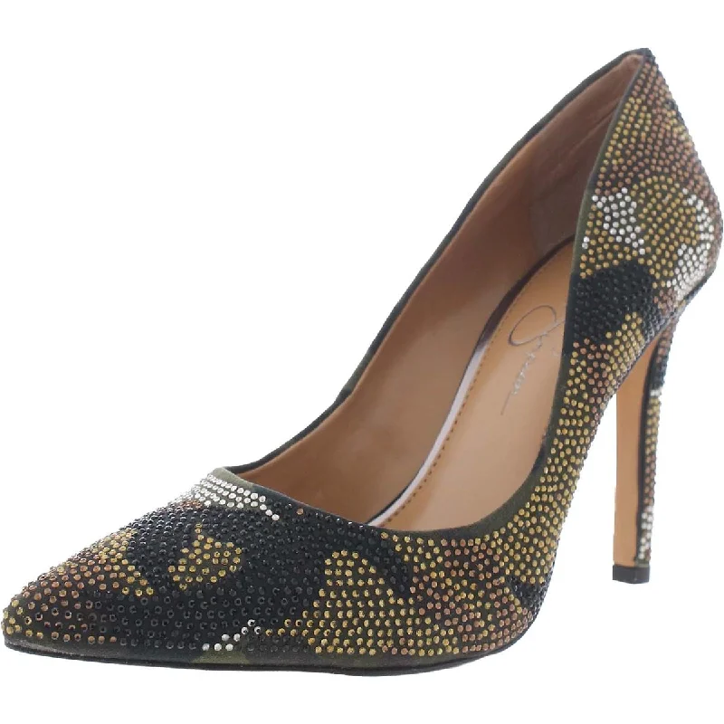 High heels with padded heels -Cassani7 Womens Pointed Toe Embellished Pumps