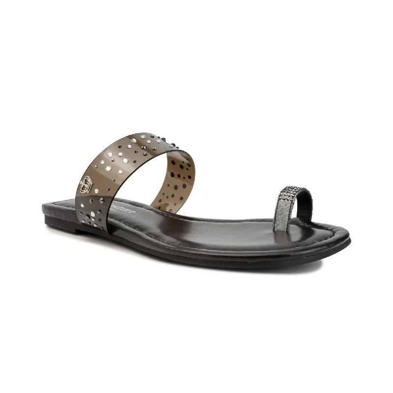 Swank sandals for summer nights -Juicy Couture Womens Galilei Embellished Flat Slide Sandals