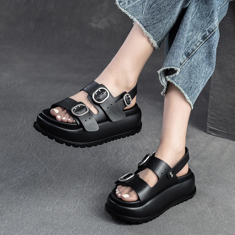 Easy sandals with shorts looks -Women Summer Minimalist Casual Soft Platform Sandals