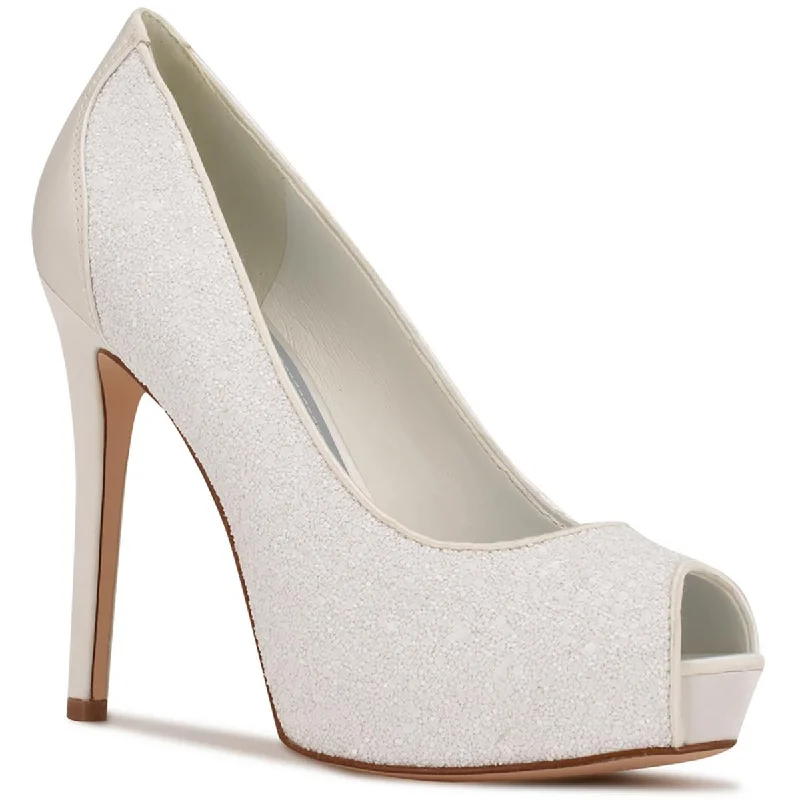 High heels with padded linings -Hizzia Womens Glitter Peep Toe Pumps