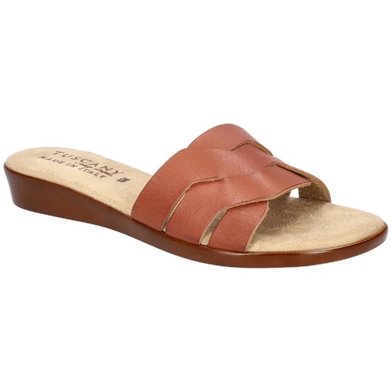 Sandals with low shore repose -Tuscany By Easy Street Womens NICIA Faux Leather Slide Sandals