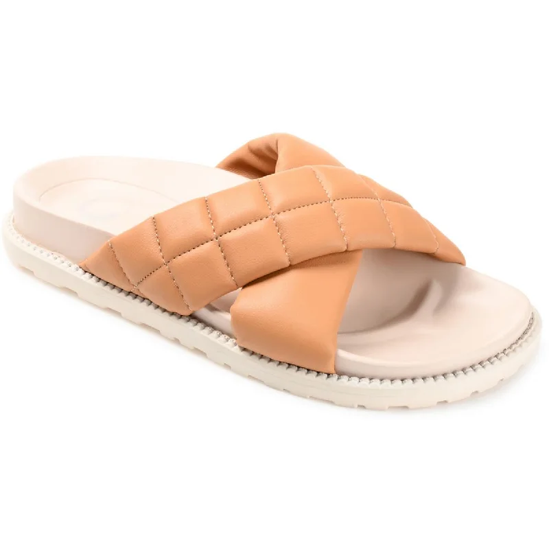 Sandals with green shore dens -Journee Collection Womens Aveena Faux Leather Slide Sandals