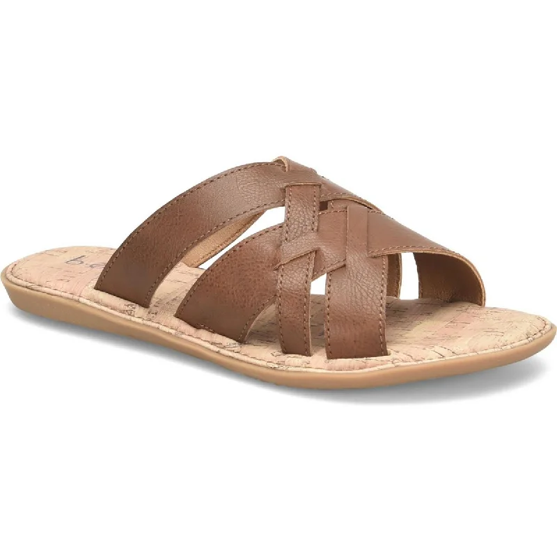 Sandals with cool shore repose -B.O.C. Womens Mona Faux Leather Strappy Slide Sandals