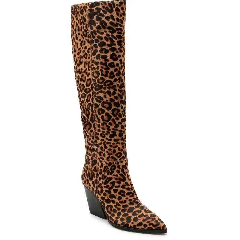 Boots for casual dusk dinners -Dolce Vita Womens Isobel Calf Hair Leopard Print Knee-High Boots