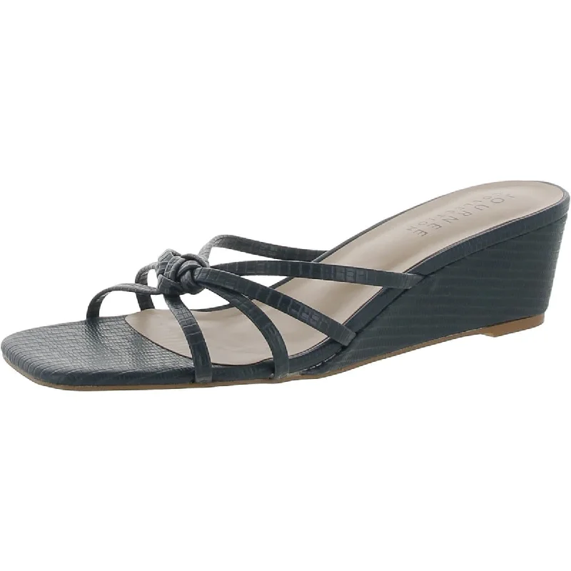 Sandals with deep shore hush -Journee Collection Womens Faux Leather Square Toe Wedge Sandals