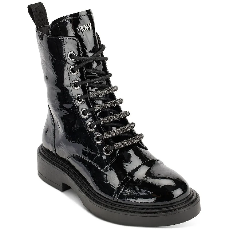 Boots for men with swollen toes -DKNY Womens Malaya Cushioned Footbed Combat & Lace-up Boots