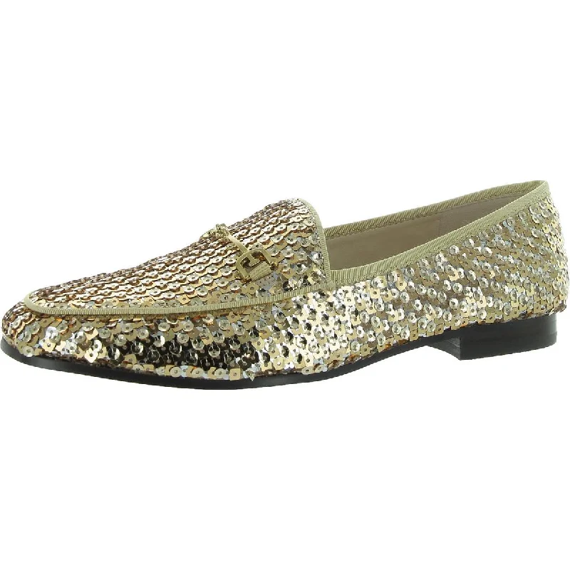 Loafers with sturdy sole treads -Sam Edelman Womens Loraine Octane Sequined Metallic Loafers