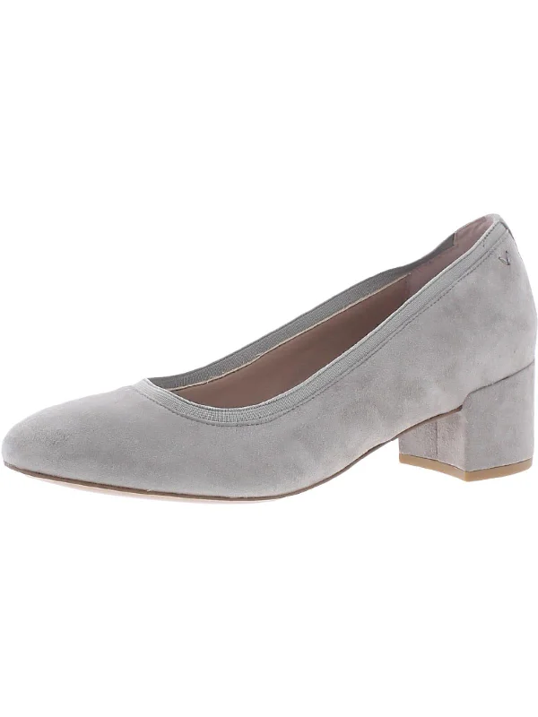 High heels with ventilated uppers -Natalie Womens Suede Slip On Block Heels