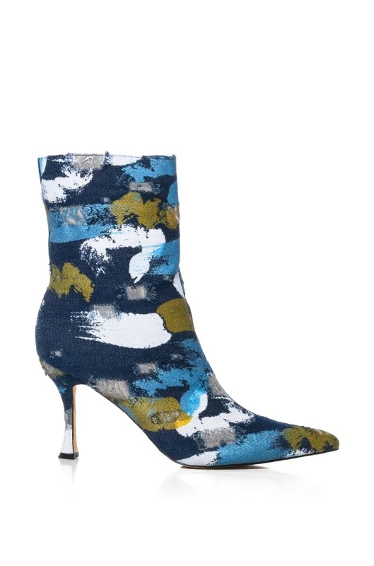 Boots with non-slip sole linings -AUGUST-MULTI DENIM STILETTO BOOTIE