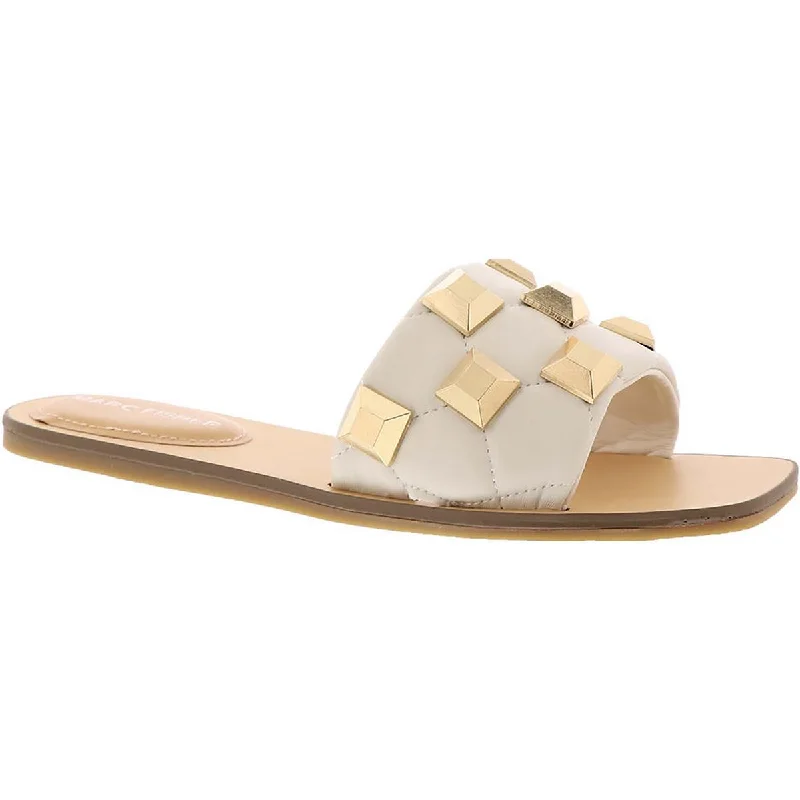 Sandals with worn strap piles -Marc Fisher Womens Bamer Faux Leather Slip On Slide Sandals