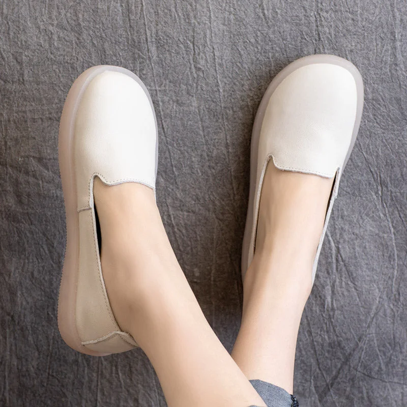 Anti-slip flats for safety -Women Minimalist Casual Leather Soft Flats