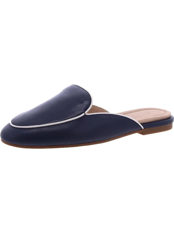 Slippers with strong outsoles -Aliana II Womens Leather Slip-On Mules