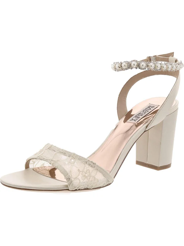 High heels for daily chic -Womens Satin Lace Ankle Strap