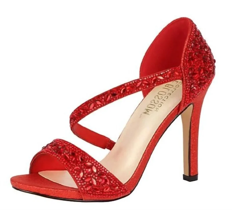 High heels with stylish tones -Sparkle Criss Cross High Heel In Red