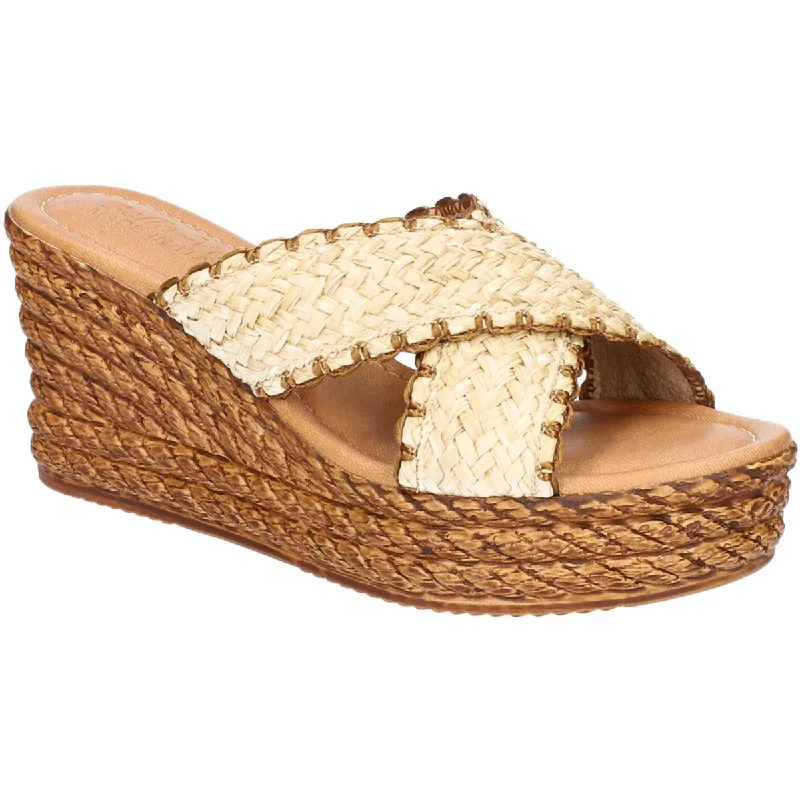 Sandals with tough strap piles -Bella Vita Womens Geo-Italy  Woven Wedge Sandals