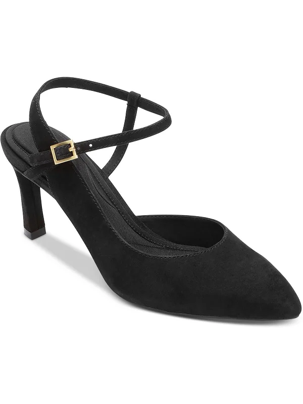 High heels with reliable traction -TM Sheehan Strap Womens Suede Pointed Toe Slingback Heels