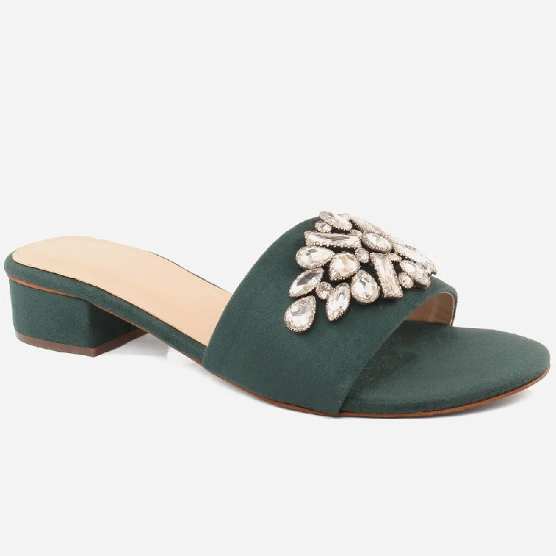 Slippers with steady arches -Women "GIA" Low Block Heel Slippers