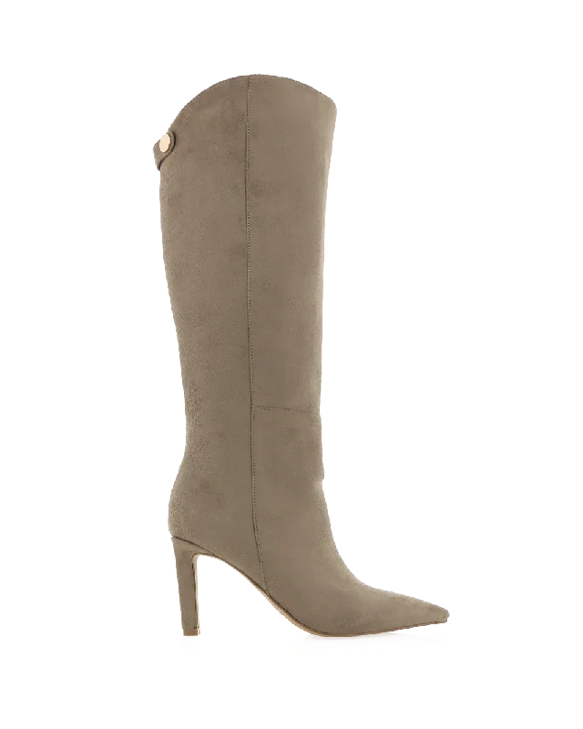 Boots with chic heel patterns -QUENNA - GREY SUEDE