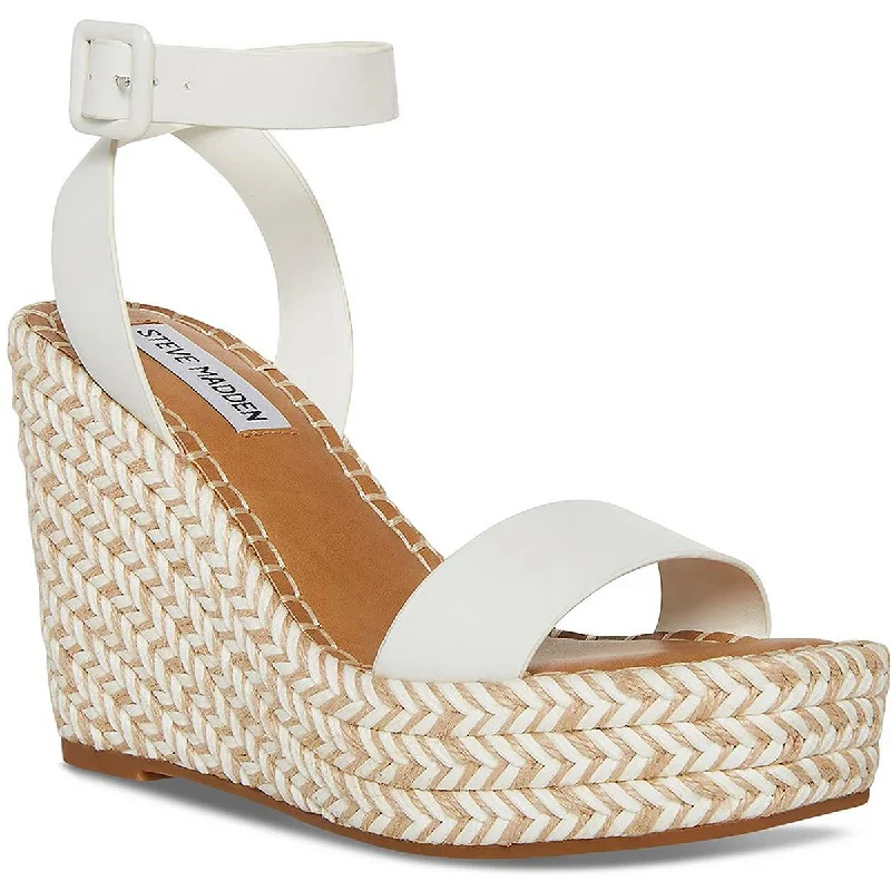 Sandals with fun strap tones -Steve Madden Womens Upstage Leather Buckle Wedge Sandals