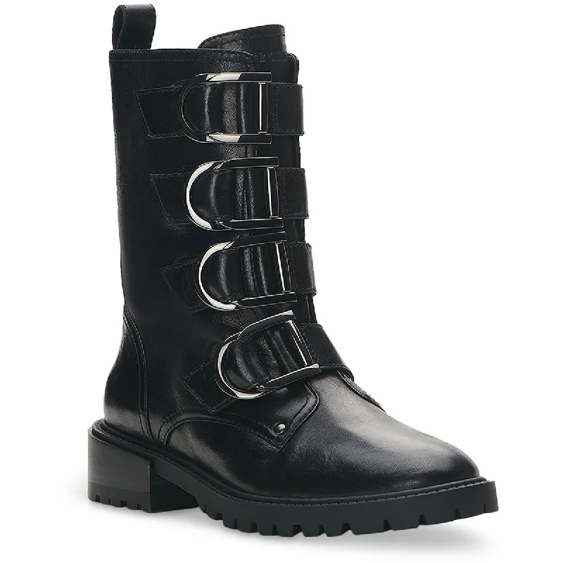 Boots for women with toe soreness -Vince Camuto Womens Frishea Leather Buckles Combat & Lace-up Boots