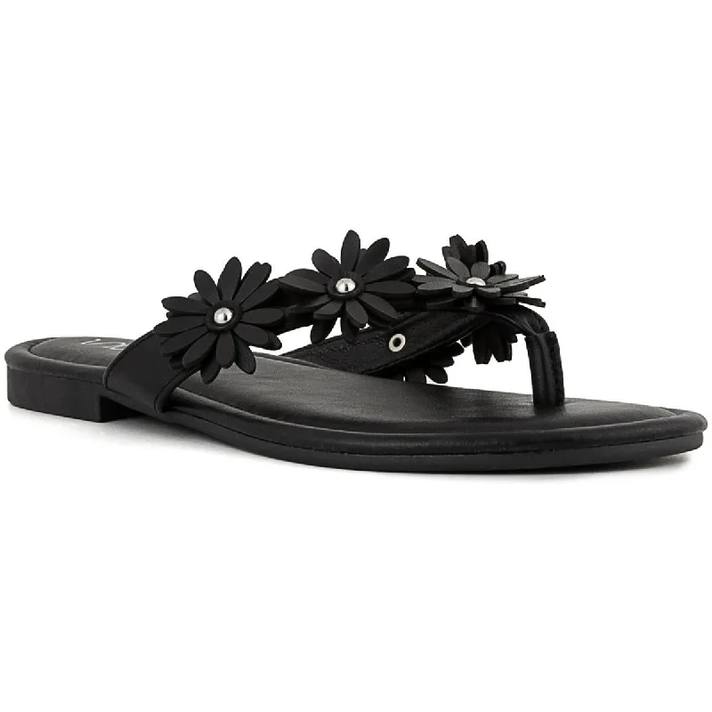 Sandals with worn sole treads -Sugar Womens Finnesse Faux Leather Thong Sandals