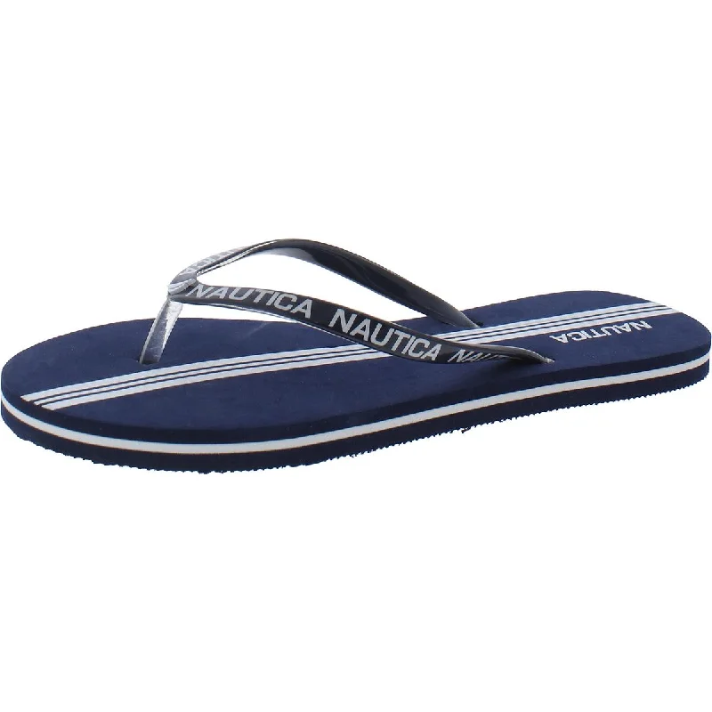 Sandals for ankle ache relief -Nautica Womens Hatcher 7 Logo Man Made Thong Sandals