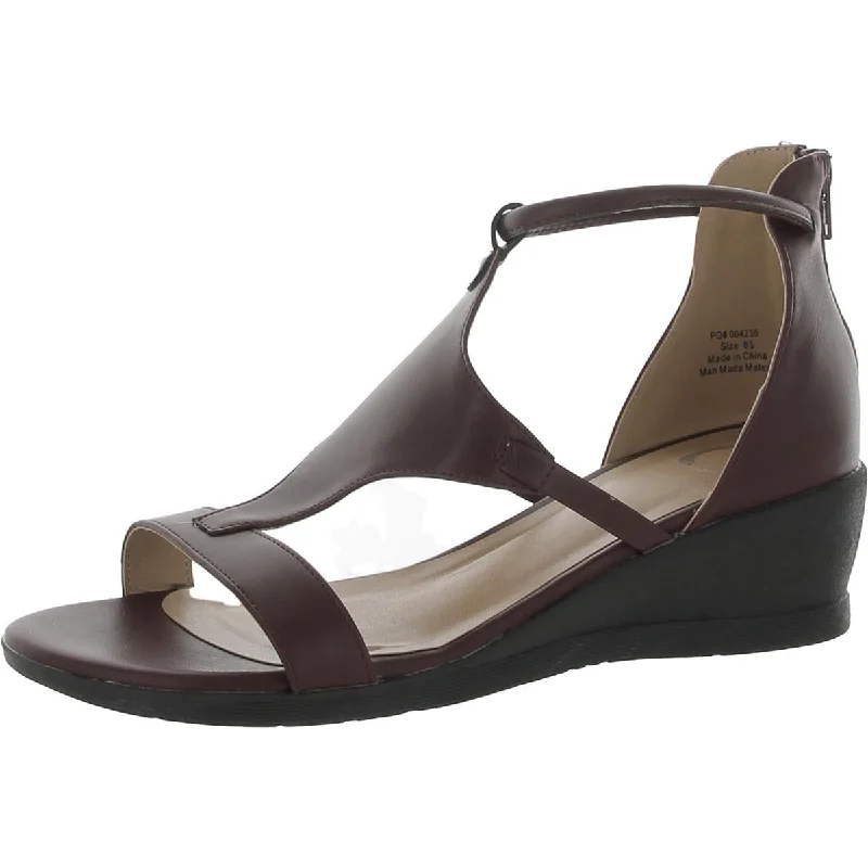 Sandals with rain-safe strap weave -Journee Collection Womens Faux Leather Strappy Wedge Sandals