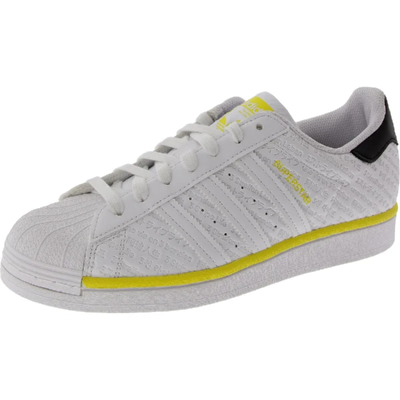 Running shoes with cool vibes -Adidas Mens SUPERSTAR Faux Leather Trainer Running & Training Shoes